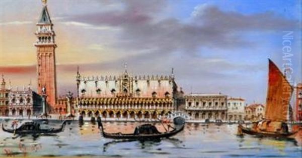 Venetian Scenes (pair) Oil Painting by Marco Grubas