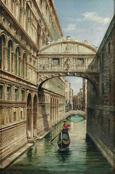 Die Seufzerbrucke In Venedig An Einem Sonnigen Tag Oil Painting by Marco Grubas