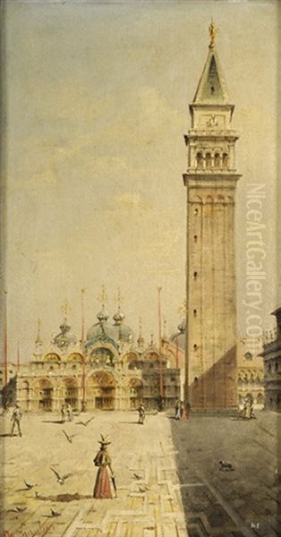 Der Markusplatz Mit Campagnile Oil Painting by Marco Grubas