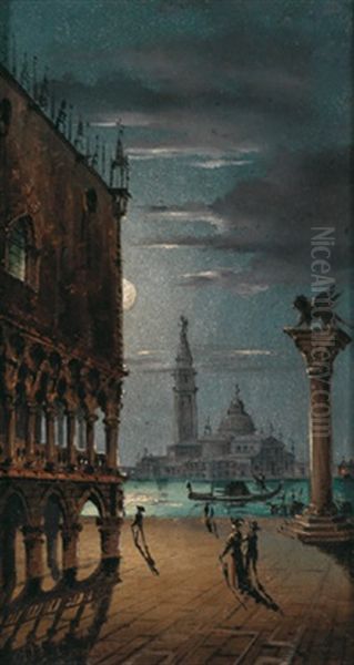 Venedig-blick Von Der Markussaule Auf San Giorgio Maggiore Oil Painting by Marco Grubas