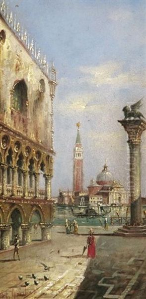 Vor Dem Dogenpalast In Venedig Oil Painting by Marco Grubas