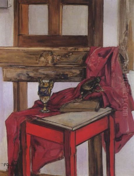 Nature Morte A La Draperie Rouge Oil Painting by Francis Gruber