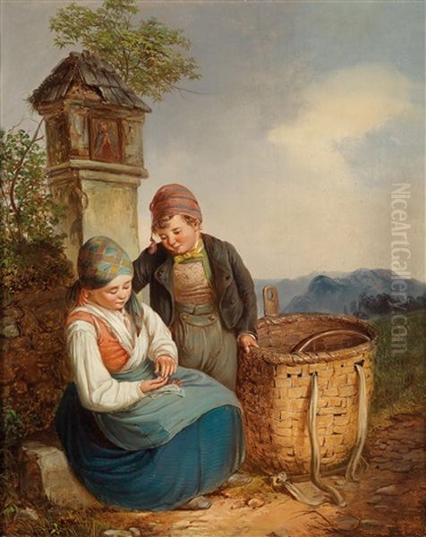 Tageslohn Oil Painting by Franz Joseph Gruber