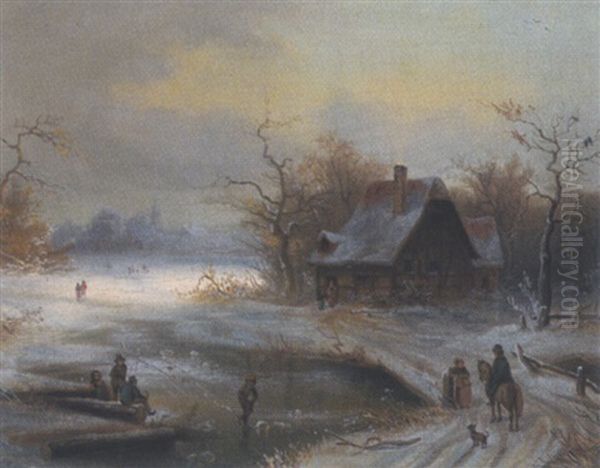 Winterlandschaft Oil Painting by Franz Joseph Gruber