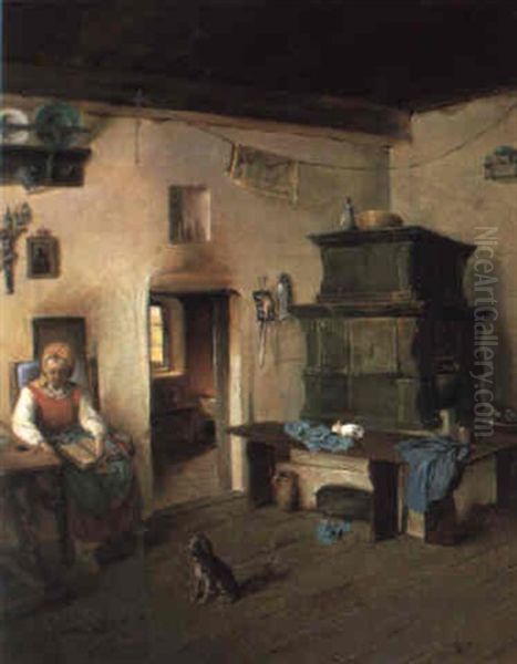 In Der Bauernstube Oil Painting by Franz Joseph Gruber