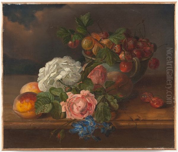 Blumenstillleben Oil Painting by Franz Xaver Gruber