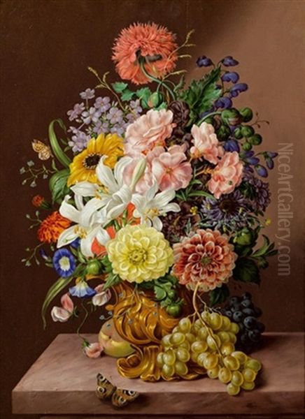 Blumenstillleben Oil Painting by Franz Xaver Gruber