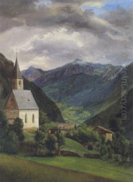 Motiv Aus Sterzing, Sudtirol Oil Painting by Franz Xaver Gruber