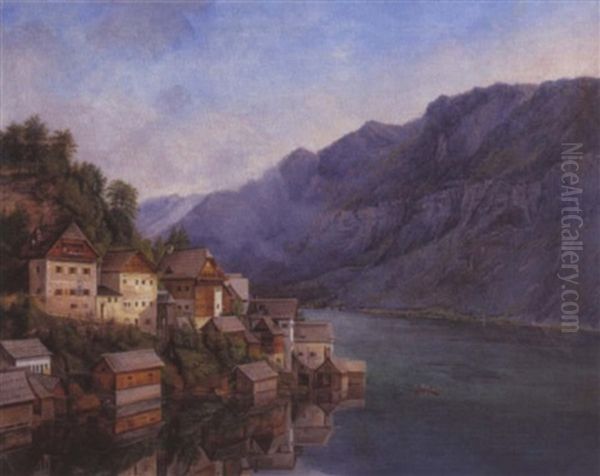 Blick Auf Hallstatt Oil Painting by Karl Franz Gruber