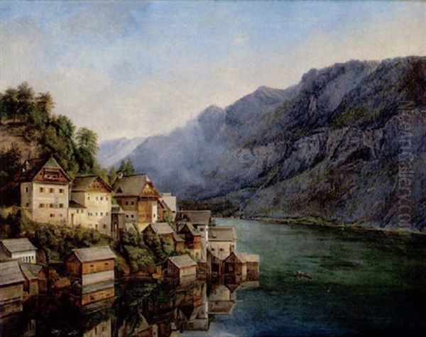 Blick Auf Hallstatt Oil Painting by Karl Franz Gruber