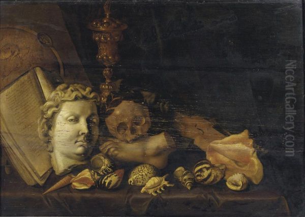 A Vanitas With A Globe, A Manuscript, The Head And Foot Of Classical Sculptures Oil Painting by Cirle Of David Bailly