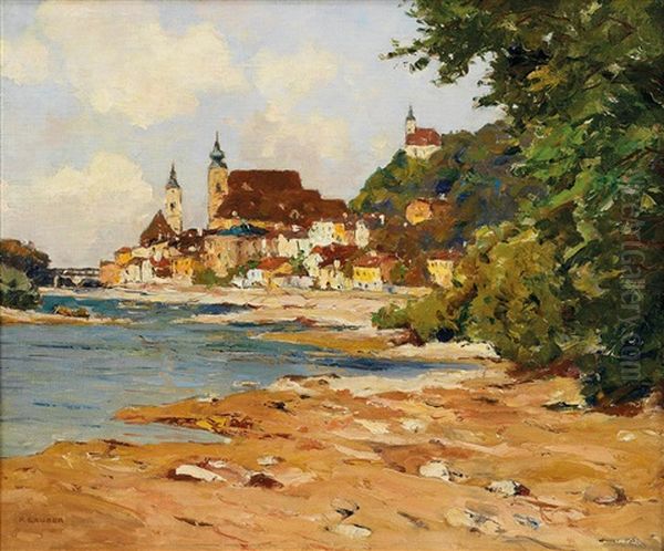 Steyr In Oberosterreich Oil Painting by Franz Gruber-Gleichenberg