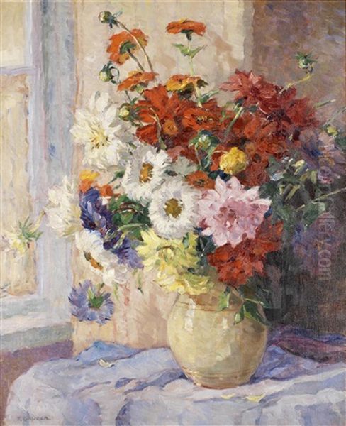 Blumenstraus In Vase by Franz Gruber-Gleichenberg