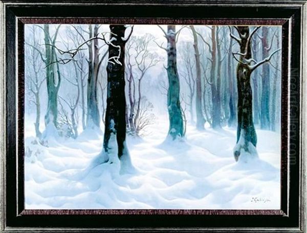 Winter Landcape Oil Painting by Jan Grubinski