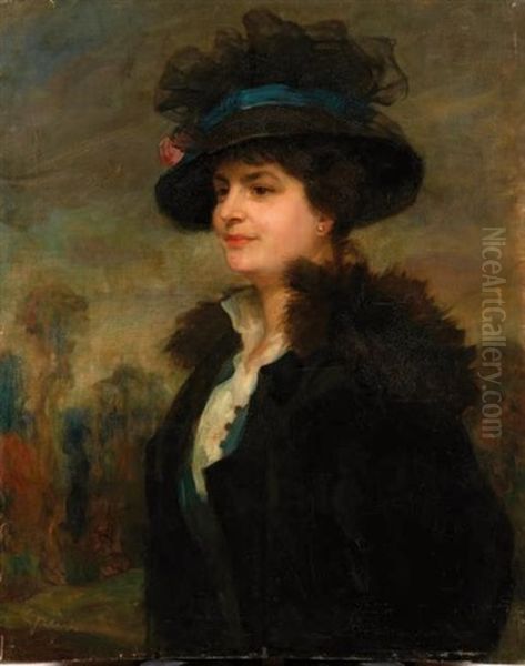 Elegante Au Chapeau Oil Painting by Jules Alexandre Gruen