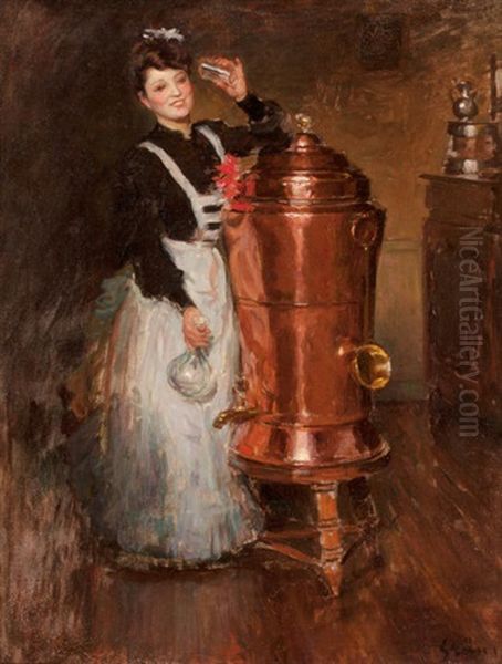 La Buveuse Oil Painting by Jules Alexandre Gruen