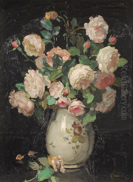 Vase De Fleurs Oil Painting by Jules Alexandre Gruen