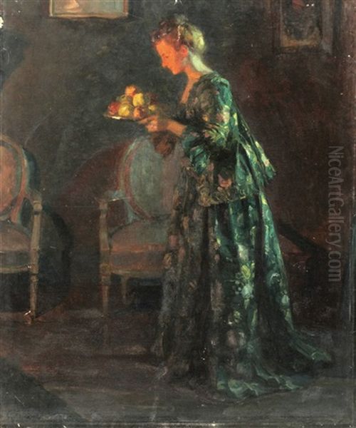 Woman Serving Fruit Oil Painting by Jules Alexandre Gruen