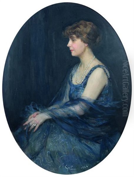 Portrait De Madame Ernest Bertrand Oil Painting by Jules Alexandre Gruen