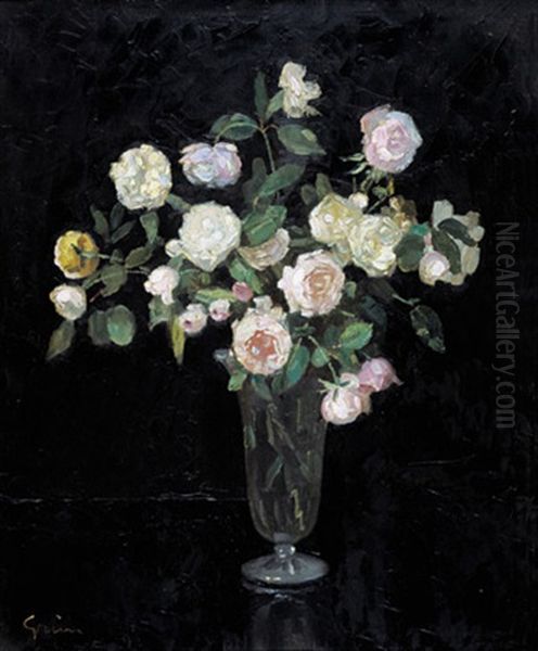 Roses Dans Un Vase Oil Painting by Jules Alexandre Gruen