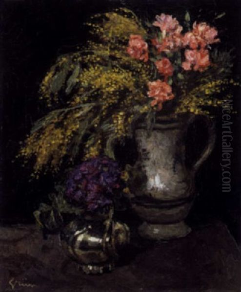 Stilleven Met Bloemen Oil Painting by Jules Alexandre Gruen