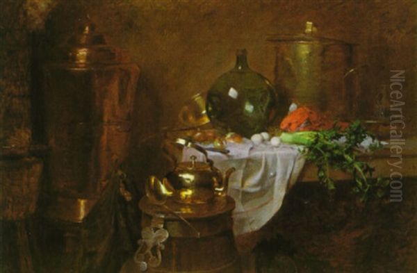 Nature Morte Aux Cuivres Oil Painting by Jules Alexandre Gruen