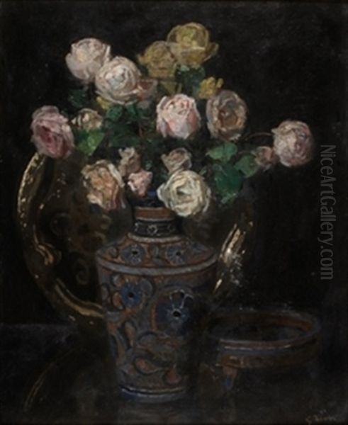 Jarron Con Flores Oil Painting by Maurice Grun