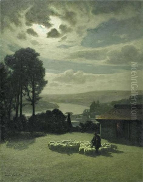 Schafhirte Bei Vollmond Oil Painting by Maurice Grun