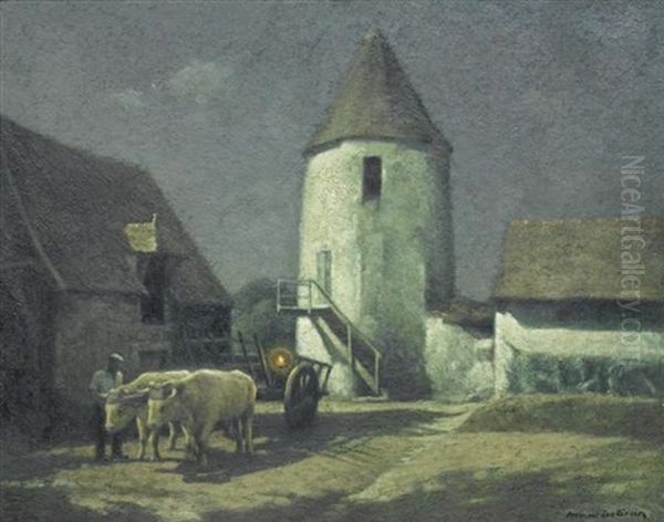 Ochsengespann Vor Einem Turm Oil Painting by Maurice Grun