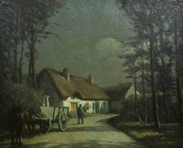 Chaumiere Au Soir Oil Painting by Maurice Grun