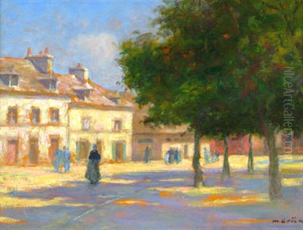 Place Animee Sous Les Arbres Oil Painting by Maurice Grun