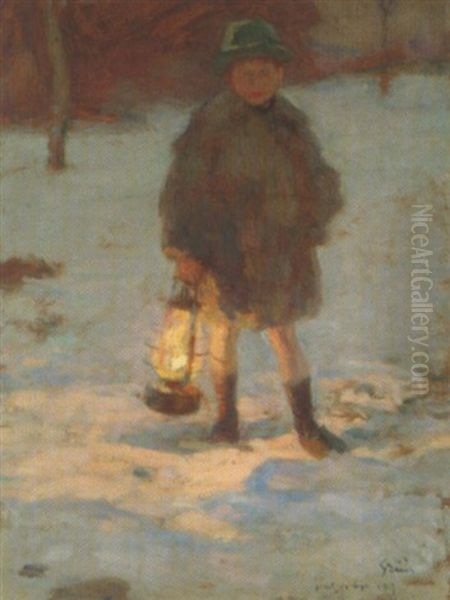 Jean Dans La Neige Oil Painting by Maurice Grun