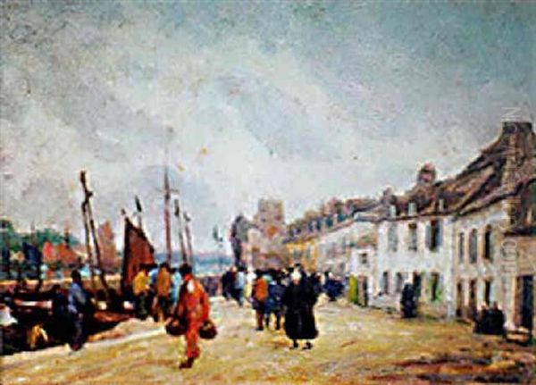 Retour De Peche A Audierne Oil Painting by Maurice Grun