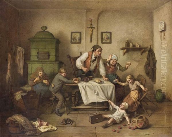 Familienszene: Das Missgeschick Oil Painting by Johann Grund