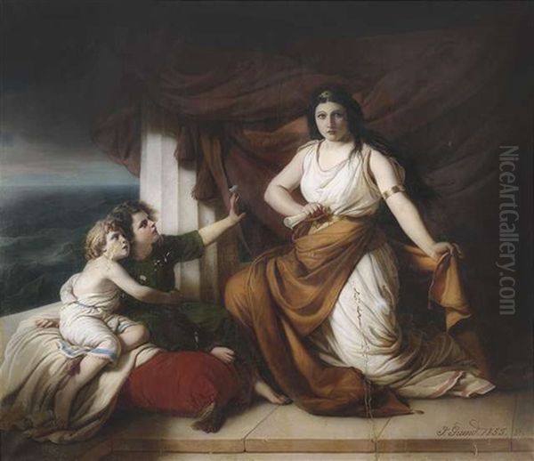 Medea Und Ihre Kinder Oil Painting by Johann Grund