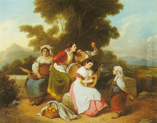 An Italian Serenade Oil Painting by Johann Grund