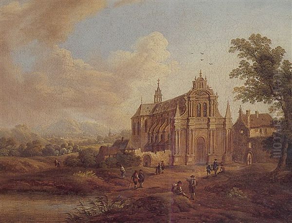 Paysage Anime Avec Une Cathedrale Oil Painting by Norbert Joseph Carl Grund