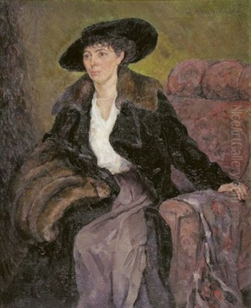 Sitzendes Dame Mit Pelzmuff Oil Painting by Arthur Grunenberg