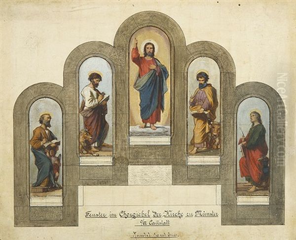 Christus Und Die Vier Apostel. Oil Painting by Jakob Gruenenwald