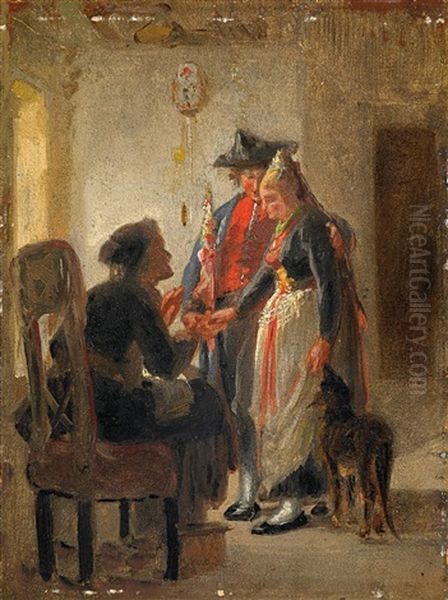 Der Abschied (study) Oil Painting by Jakob Gruenenwald