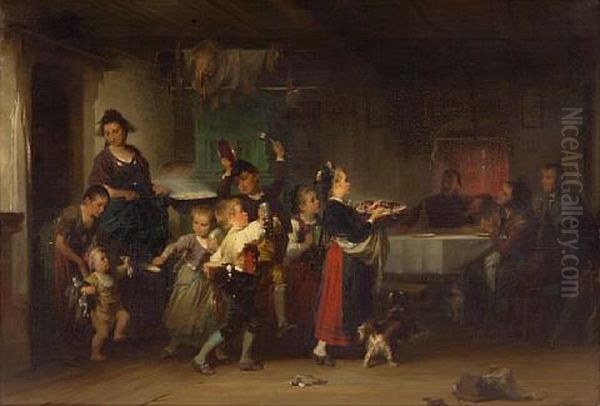 The Children's Feast Oil Painting by Jakob Gruenenwald