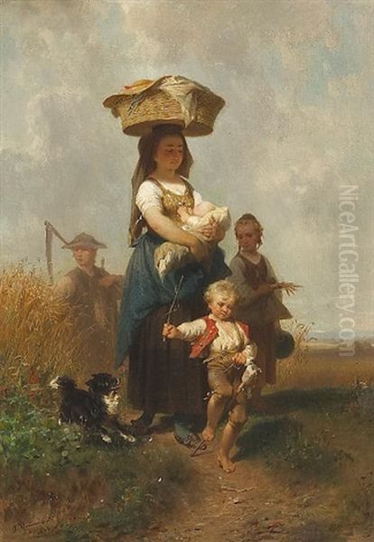 On The Way Home Oil Painting by Jakob Gruenenwald