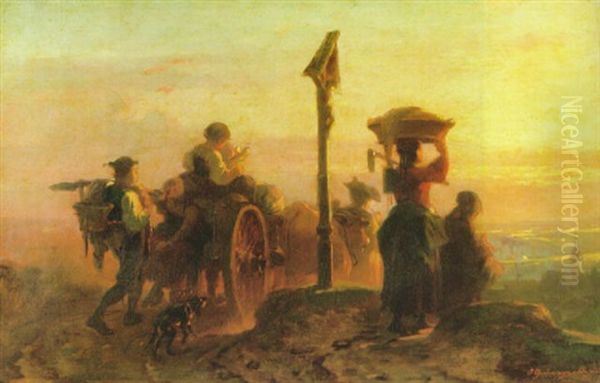 Heimkehrende Bauern Oil Painting by Jakob Gruenenwald