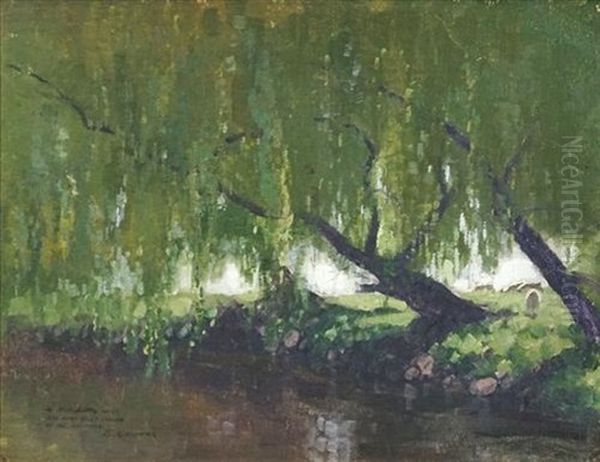 Willow Tree And Sheep Oil Painting by Elioth Gruner