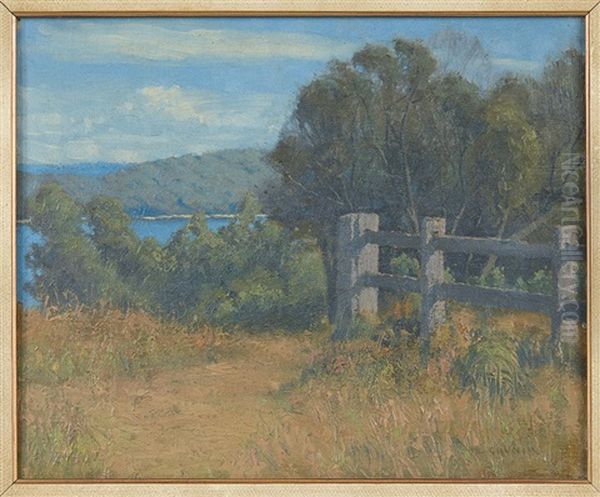 Fence Overlooking The River Oil Painting by Elioth Gruner