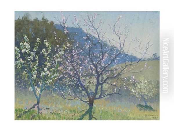 The Orchard Oil Painting by Elioth Gruner