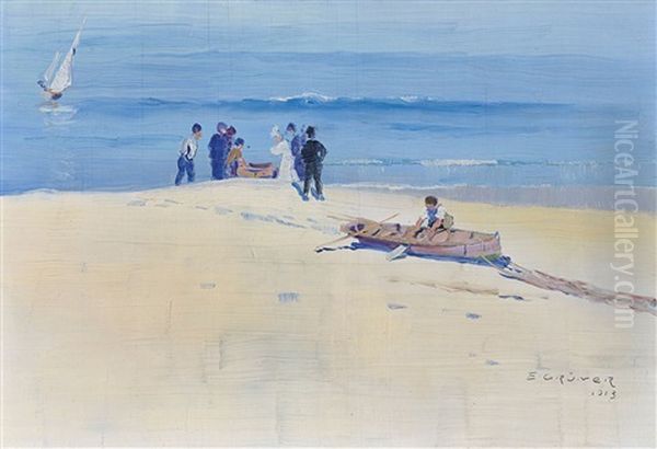 Fisherman, Coogee Beach Oil Painting by Elioth Gruner