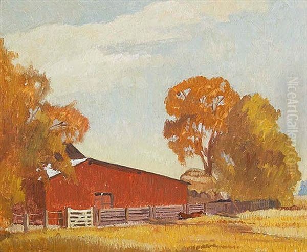 The Red Barn Oil Painting by Elioth Gruner