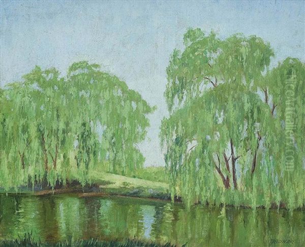 Willows Oil Painting by Elioth Gruner