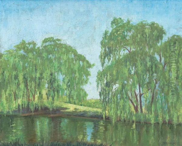 Willows Oil Painting by Elioth Gruner